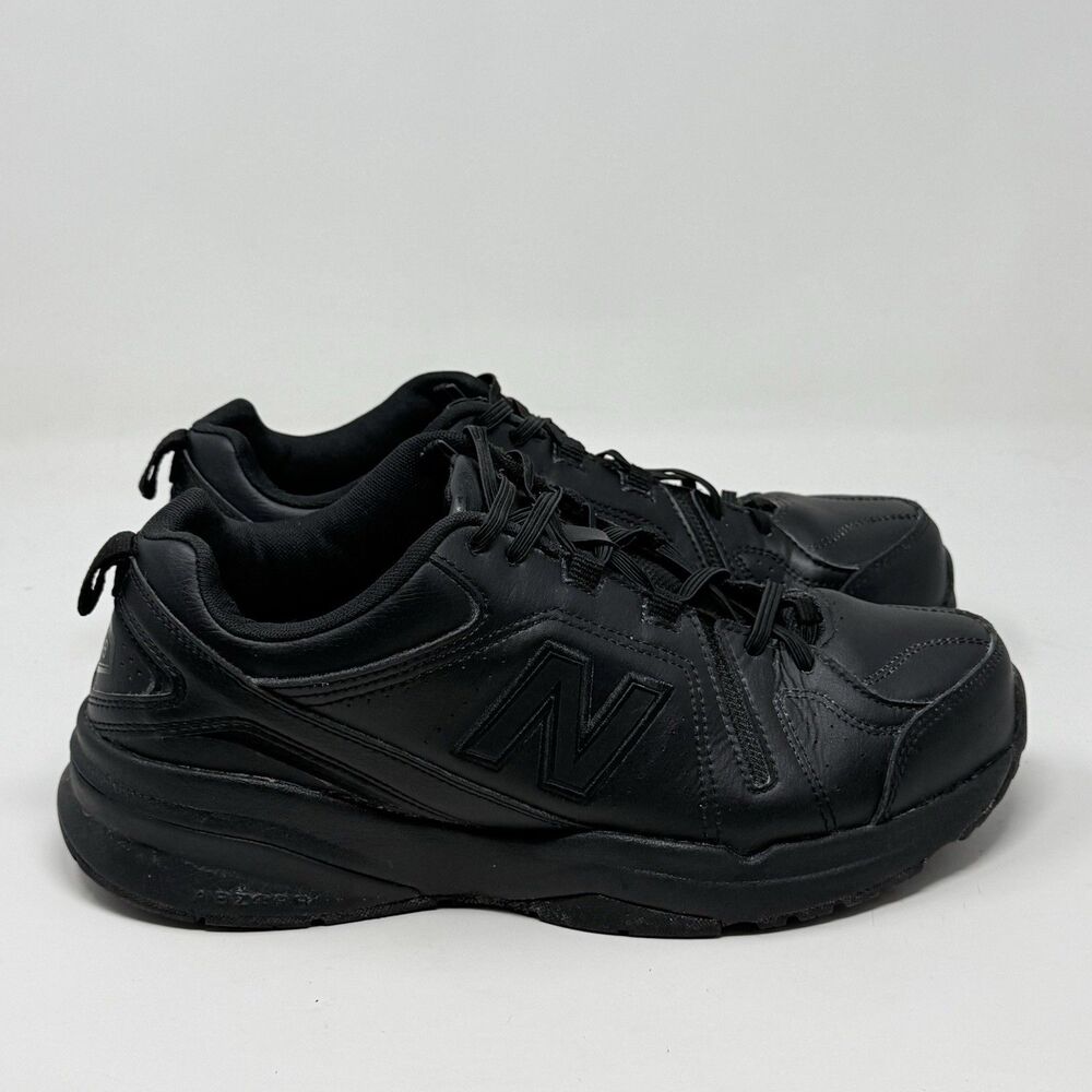 New Balance 608v5 Shoes Mens 11 4E Wide Triple Black Leather Walking Sneakers